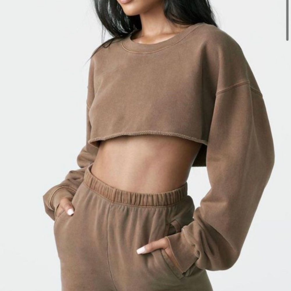 Joah Brown Cut Off Sweatshirt O/S Cocoa